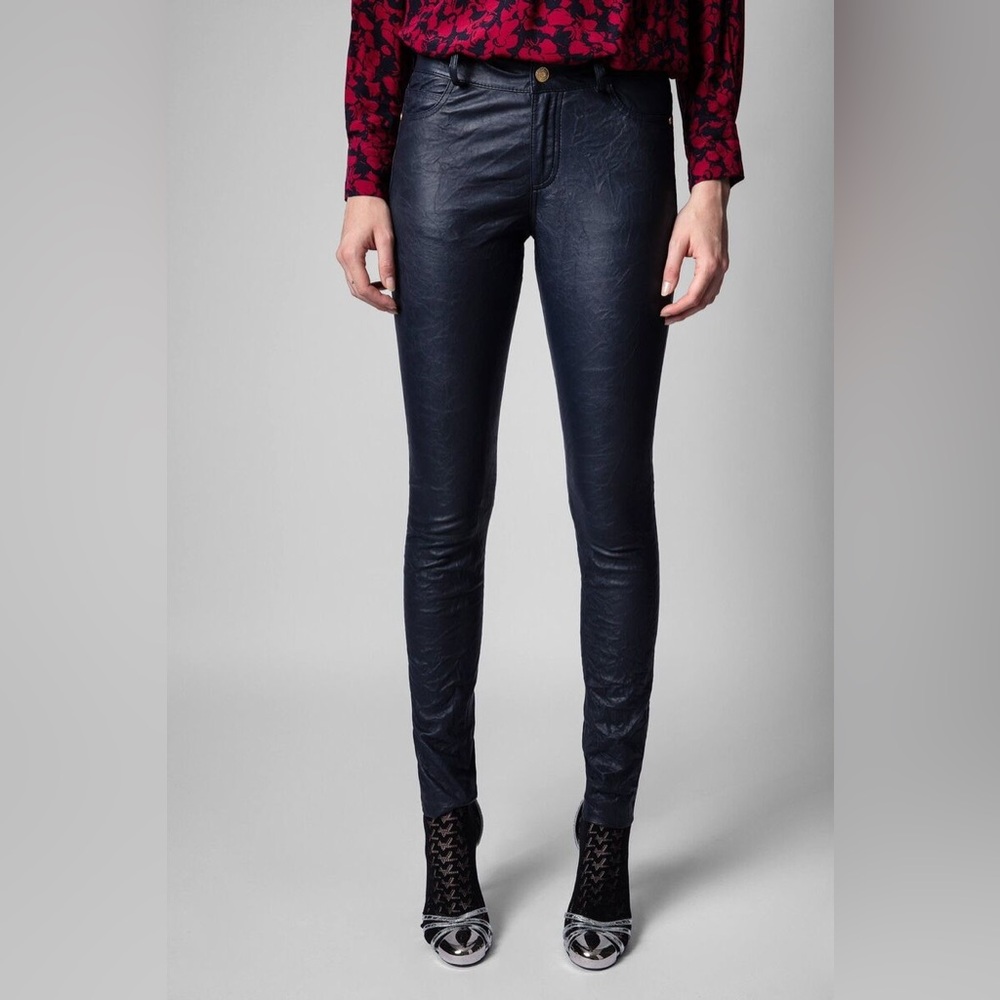 Zadig & Voltaire Black Coated Skinny Pants